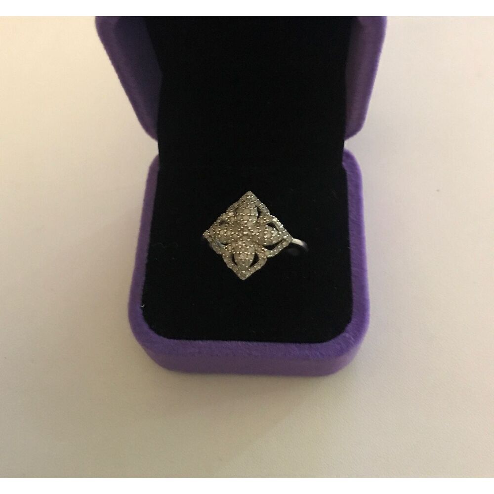 NEW~Gorgeous .63 Ct. Genuine Diamond Starburst Flower Design Cluster Ring Sz 9